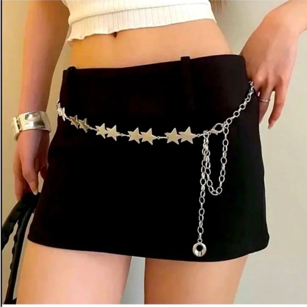 Adjustable Silver Star Chain Belt nwt